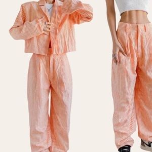 The Ragged Priest Orange gingham matching set